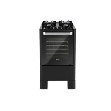 Imagem de Fogão Fischer Fit Line 4 Bocas Preto Mesa De Vidro E Trempe Iron Bivolt