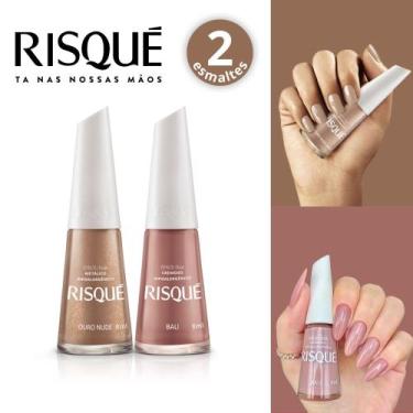 Imagem de Kit 6 Esmalte Risqué Cremoso Tons Rosas e Marrom nude Esmaltes Atacado