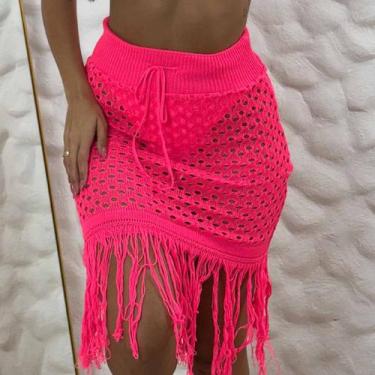 Imagem de Saída de Praia Saia Tricô Tendência  Moda Feminina - Like4you, Único, 