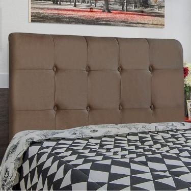 Imagem de Cabeceira Cama Box King Luna 193cm Fixação na Parede Madeira Maciça Estofada Suede Marrom Abmaza