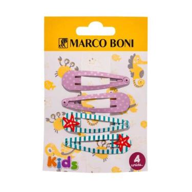 Imagem de Kit 4 Presilhas De Cabelo TicTac Print Linha Kids Marco Boni, Rosa e A