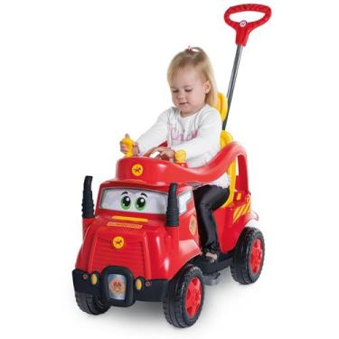 Imagem de Quadriciclo Infantil 2 X 1 Mk Bombeiro Empurrador Pedal Buzina E Prote