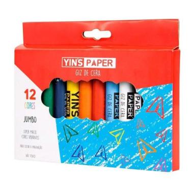 Imagem de Giz de Cera Jumbo Yins Brasil YP7441 Atóxico Ergonômico com Toque Maci