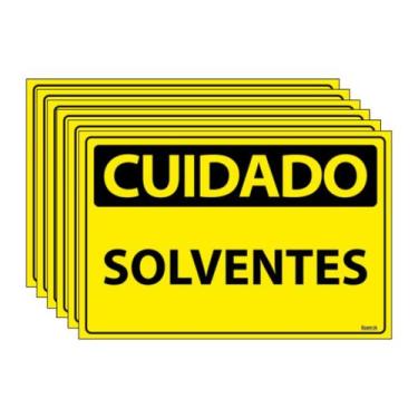 Imagem de Combo 6 Placas De Sinalização Cuidado Solventes 30x20 Ecom IA - SC80 F