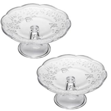 Imagem de Kit 2 Boleiras com Pé 19cm Cristal Lyor Suporte para Bolo Torta New Bu
