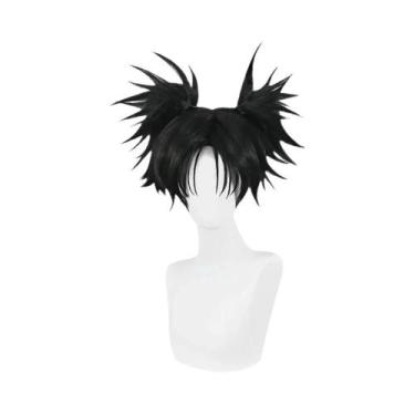 Imagem de Peruca Cosplay Choso De Jujutsu Kaisen Com Rabo De Cavalo Duplo Preto,