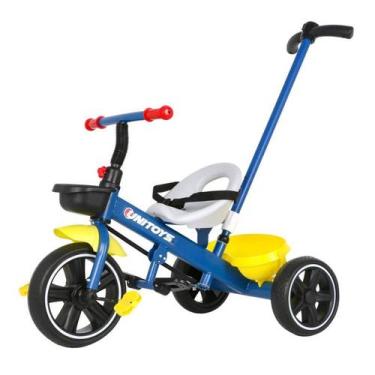 Imagem de Triciclo Infantil Azul com Empurrador Pedal e Apoio de Pé - UNITOYS