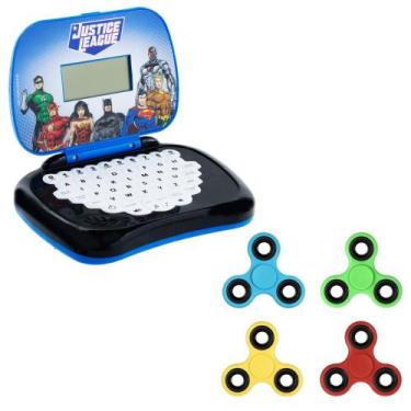 Imagem de Kit Laptop Infantil Educativo Candide Liga da Justiça Bilíngue + 1 Fid