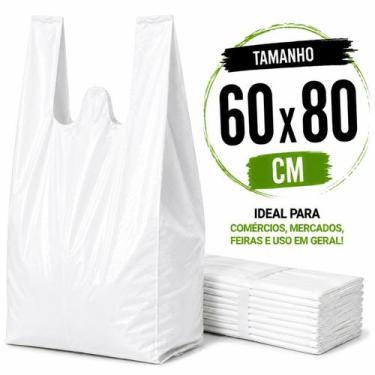 Imagem de 1 kg sacola branca plastica reciclada reforçada resistente tamanho:60x