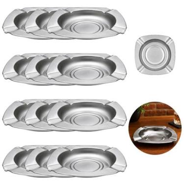 Imagem de 12 Cinzeiros Aço Inoxidável Premium 11,5cm Resistente - New Goods