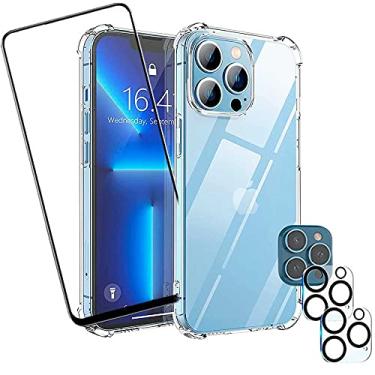 Imagem de CORONITAS Capa Anti Impacto Compatível com iPhone 13, iPhone 14, iPhone 15, iPhone 16 + Película 3D Vidro + Película Câmera Transparente, Kit Aplicação Incluso