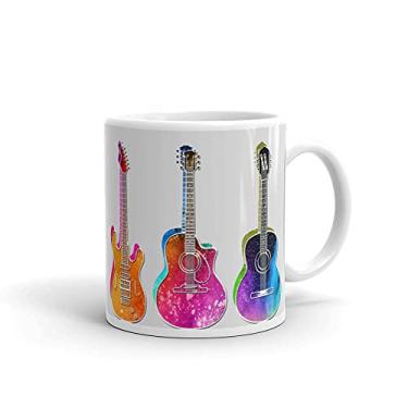 Imagem de Caneca branca brilhante retrô vintage para guitarra clássica Rock Cool