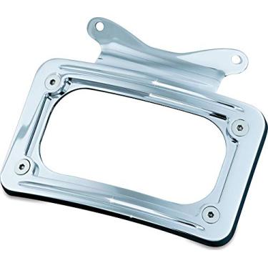 Imagem de Kuryakyn Acessório de motocicleta 3157: Suporte de placa de licença curva para motocicletas Harley-Davidson 2010-19, cromado