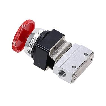 Imagem de 1 pedaço de cogumelo vermelho Botão de emergência Botão auto trava 2 Posição 3 vias pneumáticas de ar MOV-3 1/8" Fio YYDFPIIA (Color : No Fittings)