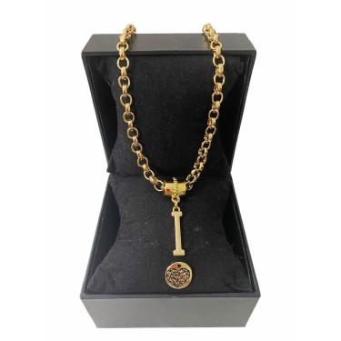 Imagem de Colar Feminino Elo Português Grosso 6mm Letra "I"