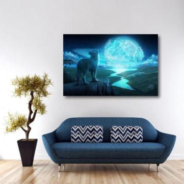 Imagem de Quadro Lobo Paisagem decorativo Tela em Tecido