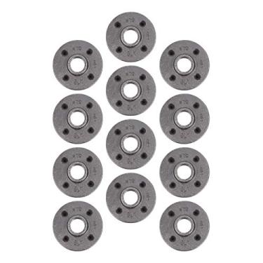 Imagem de Flange de ferro fundido maleável para decoração de canos, aço industrial, cinza, serve para canos e acessórios pretos com rosca padrão, construir prateleiras de móveis vintage faça você mesmo, flanges de encanamento de tamanho completo, 3/4 Inch