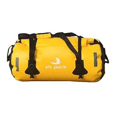 Imagem de Bolsa de couro impermeável para motociclista mochila para motocross grande capacidade bolsa de cauda para moto bolsa de viagem cavaleiro cavalgada bolsa de viagem, amarelo, 80L