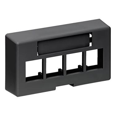 Imagem de Leviton 49910-EE4 Placa modular de móveis com profundidade estendida QuickPort de 4 portas, preta