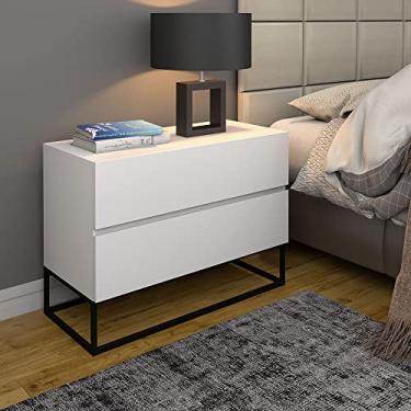 Imagem de Mesa de Cabeceira Estilo Industrial 2 Gavetas Eros 60CM Branco