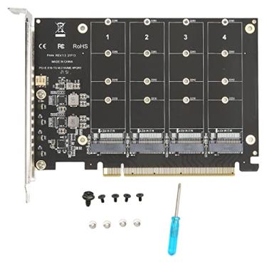 Imagem de Adaptador M.2 PCIE, PA04-RTK NVMe M.2 para cartão adaptador PCIe 4.0 X16 Protocolo 4 Bay SSD, cartão de expansão M.2 RAID X16 Split Card 4 x 32Gbps