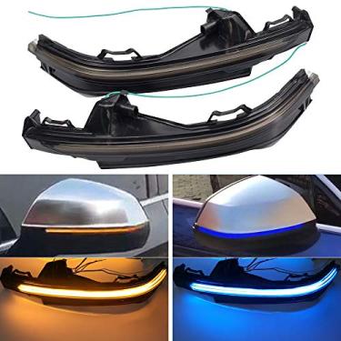 Imagem de Luz de seta de LED dinâmica sequencial espelho retrovisor lateral piscante para Audi Q5 FY 2018-2019 Q7 4M 2016 2017 2018 (azul + amarelo)