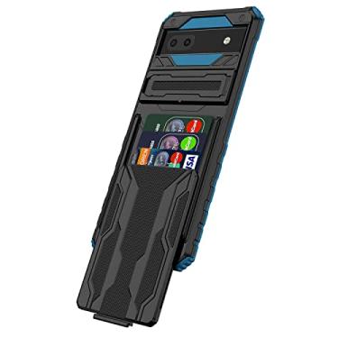 Imagem de Capa Capinha Anti Impacto para Google Pixel 6a com Card Slot Carcaça Carteira Antiqueda - Azul