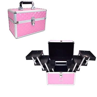 Imagem de Maleta Para Maquiagem Porta Joias Bijuterias e Acessórios (ROSA FOSCO)