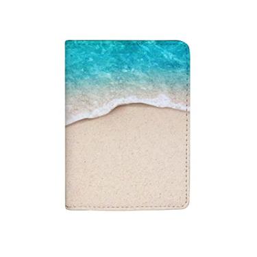 Imagem de Vantaso Capa de passaporte de praia oceano mar porta-cartão capa de viagem protetor carteira clipe um bolso couro, Color318, 14cm x 10cm, Moderno