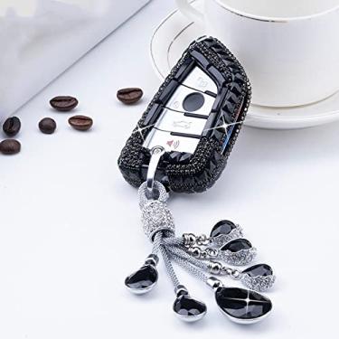 Imagem de CSHU Capa de chave de diamante Capa de cristal para chave remota inteligente, adequada para BMW X1 X3 X5 X6 Series 1 2 5 7 F15 F16 E53 E70 E39 F10 F30 G30 chaveiro, C, chaveiro preto