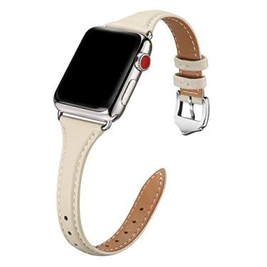 Imagem de WFEAGL Pulseira feminina de couro de grão superior compatível com Apple Watch Ultra, SE SE2 séries 9, 8, 7, 6, 5, 4, 3, 2 e 1 de 42 mm, 44 mm, 45 mm e 49 mm