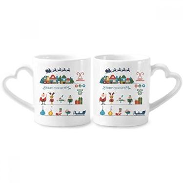 Imagem de Conjunto de canecas de porcelana para casais, festivais de boneco de neve de Natal com alça de coração