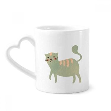 Imagem de Caneca de aquarela animal gato ciano fofo caneca de café cerâmica copo de coração de vidro