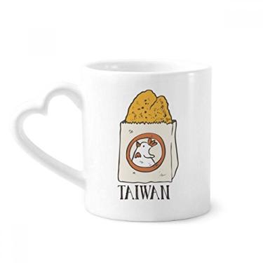 Imagem de Caneca Taiwan de Frango Frito Comida de Cobra Caneca de Café Cerâmica Copo de Coração de Vidro
