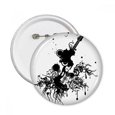 Imagem de Instrumentos musicais de guitarra com padrão louco alfinetes redondos emblema de botão decoração acessório 5 peças