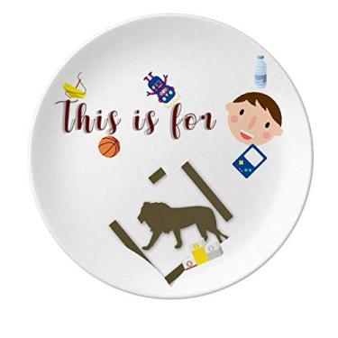 Imagem de Prato de porcelana do Rei do Centro do Leão, Prato Redondo para Meninos