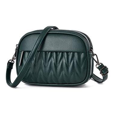 Imagem de Bolsa tiracolo feminina de couro acolchoado, leve, tamanho médio, bolsa de ombro feminina moderna, Verde