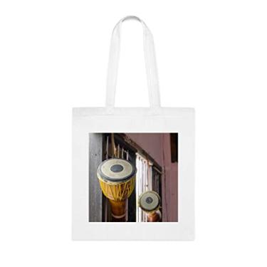 Imagem de Bolsa de instrumentos musicais Tom Tom Thai, presente divertido, bolsa de ombro, bolsas reutilizáveis, cesta de Natal de aniversário, ideia de presente, Branco