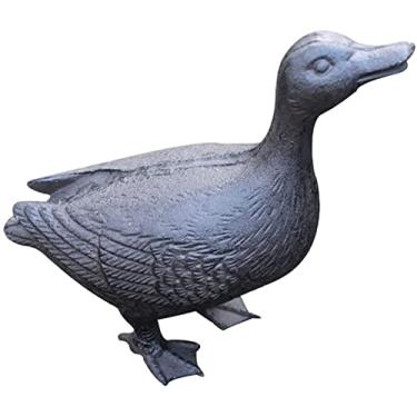 Imagem de Aditam Cute Ducks Statue Decoração de casa Enfeites de ferro fundido para decoração interna/externa, como sala de estar, quintal, jardim, armários (preto-L) Double the comfort