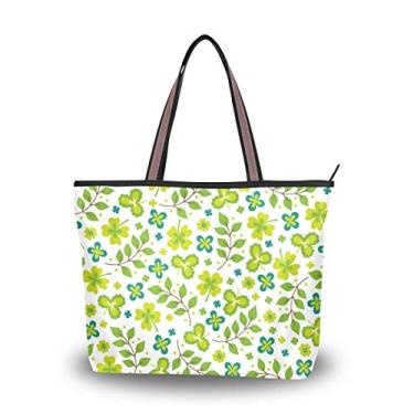 Imagem de ColourLife Bolsa de ombro com alça superior, folhas verdes, bolsa de ombro para mulheres e meninas, Multicolorido., Medium