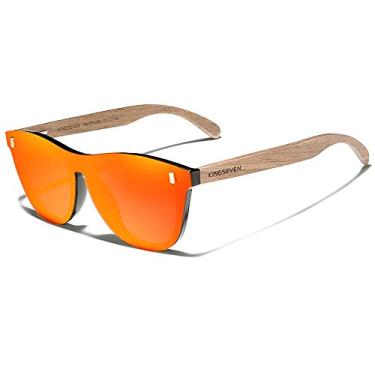 Imagem de Óculos de Sol Masculino Kingseven de Madeira Polarizados UV400 Anti-Reflexo W5510 (Laranja)