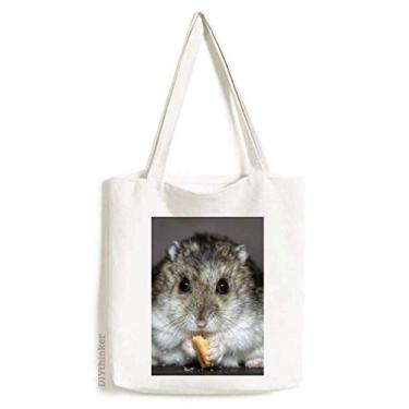 Imagem de Hamster Animal Rat Pet Cute Eat Tote Canvas Bag Shopping Satchel Casual Bolsa