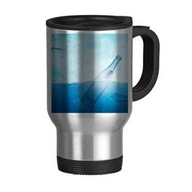 Imagem de Garrafa de vidro do oceano, caneca de viagem natureza ciência tampa flip copo carro copo térmico