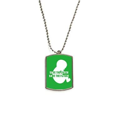 Imagem de DIYthinker Colar com pingente de identificação de cachorro em aço inoxidável Save The Earth Save The Future