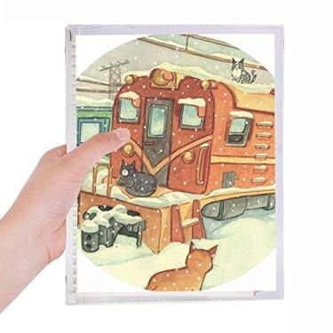 Imagem de Miaoji Caderno de pintura de gato e inverno com estampa de folhas soltas diário recarregável