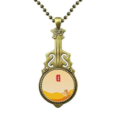 Imagem de DIYthinker Colar circular branco orvalho vinte quatro termos solares, pingente de música de guitarra antiga