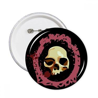 Imagem de Caveira redonda realista Halloween Broches Redondos Emblema Decoração de Roupas Presente 5 peças