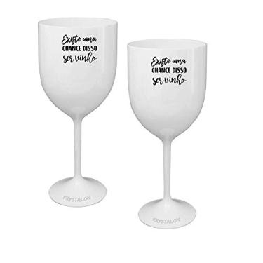 Imagem de Kit 2 Taças Vinho Brancas Acrílico Personalizadas - Chance de Ser Vinho