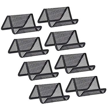 Imagem de Rocutus 8 peças de suporte de cartão de visita de metal, porta-cartões de visita, organizador de cartão, tela preta, exibição de cartão de visita