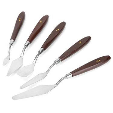 Imagem de Faca de palheta, 5 peças de espátulas de pintura, para ferramenta de pintura a óleo Ferramenta de pigmento de pintura